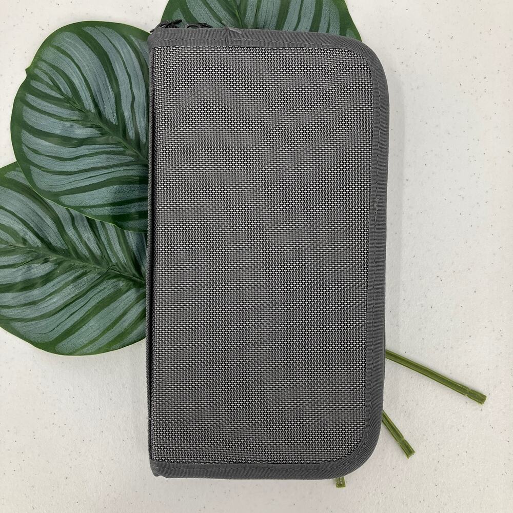 Rectangle Dark Gray Zip Around Side Handle Business Office Organizer Travel Bag